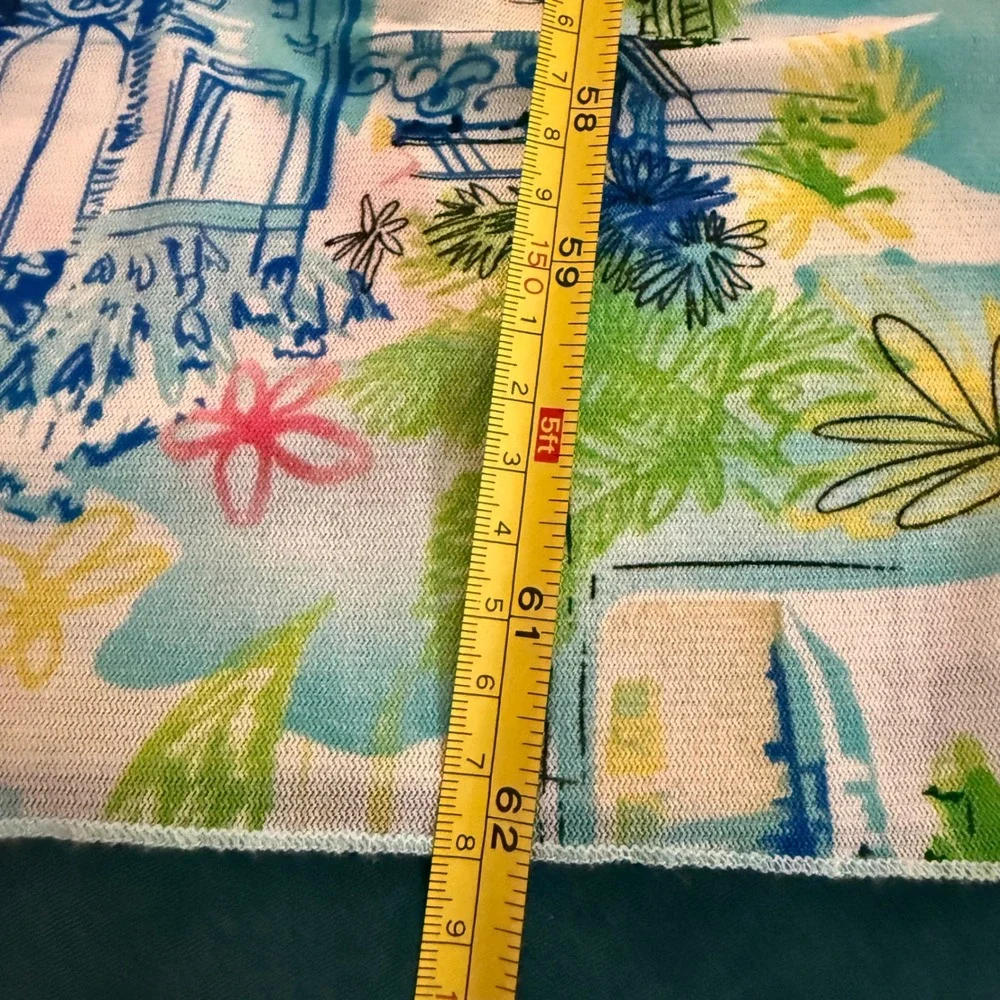 Vintage Floral and‎ Tropical Scarf Lot of 3 Green Blue Pink Teal Bundle
